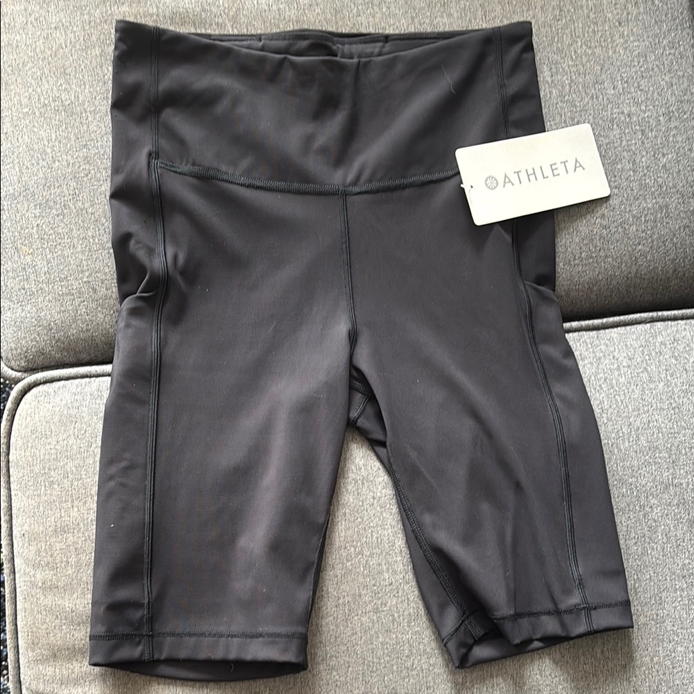 NWT Athleta Black Bike Shorts High-Waisted Stretch